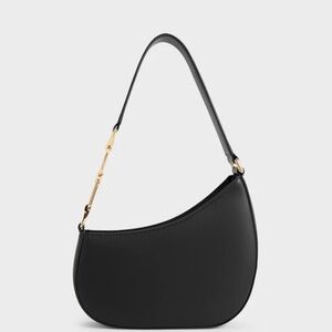 Charles & Keith Agatha Chain-Accent Shoulder Bag - Black